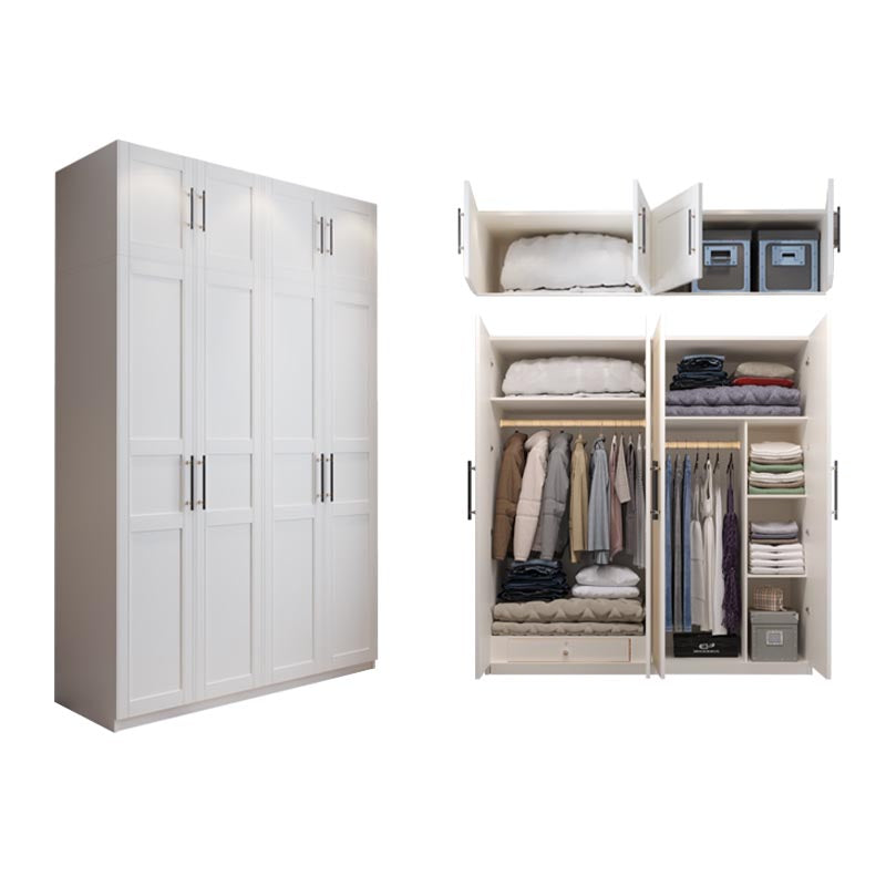 White Wardrobe Cabinet Engineered Wood Wardrobe Armoire for Home