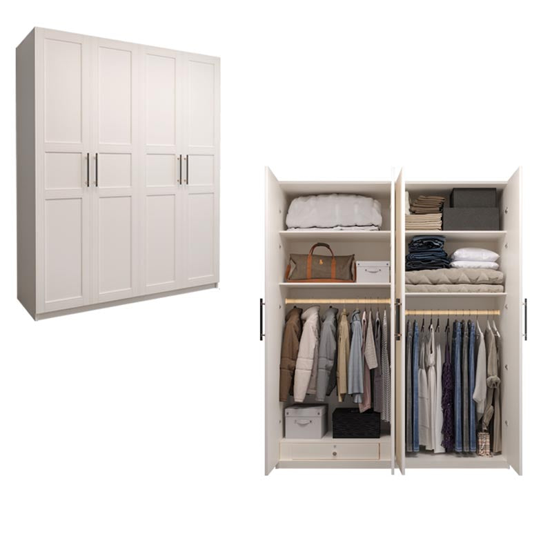 White Wardrobe Cabinet Engineered Wood Wardrobe Armoire for Home