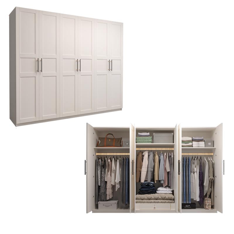 White Wardrobe Cabinet Engineered Wood Wardrobe Armoire for Home