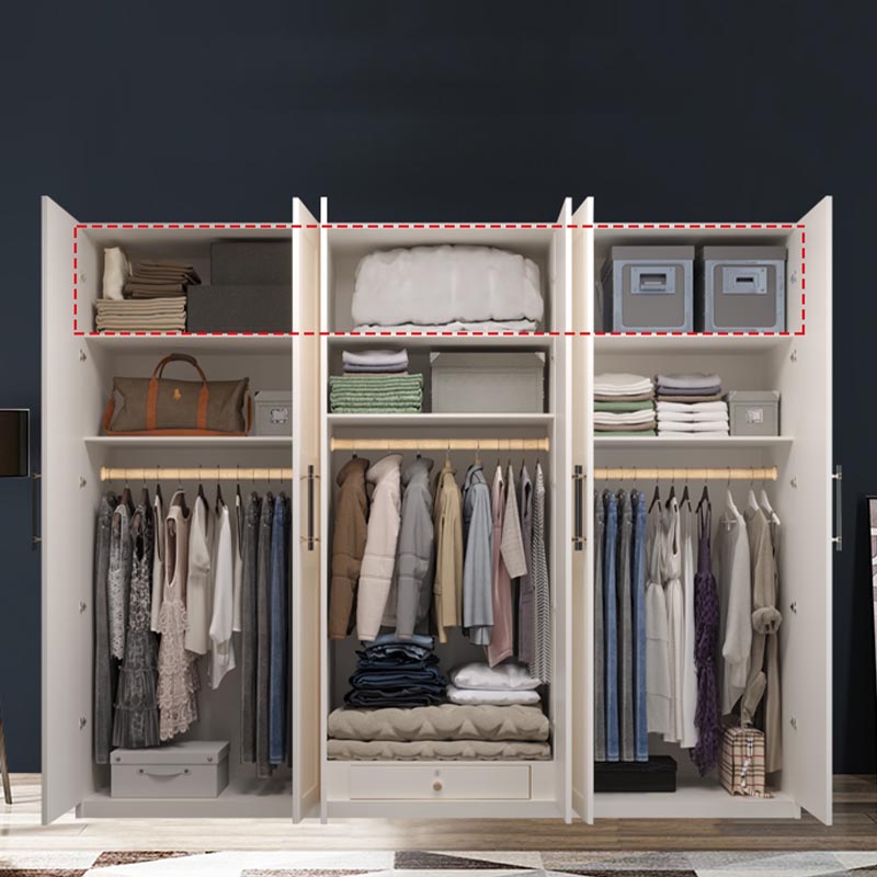 White Wardrobe Cabinet Engineered Wood Wardrobe Armoire for Home