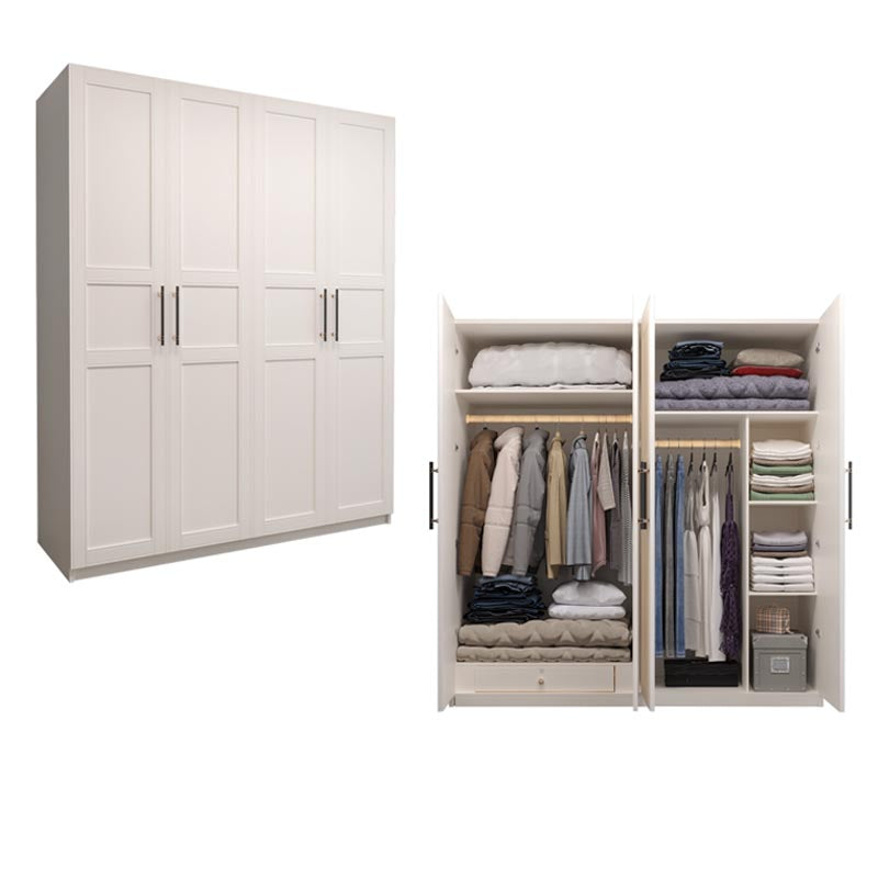 White Wardrobe Cabinet Engineered Wood Wardrobe Armoire for Home