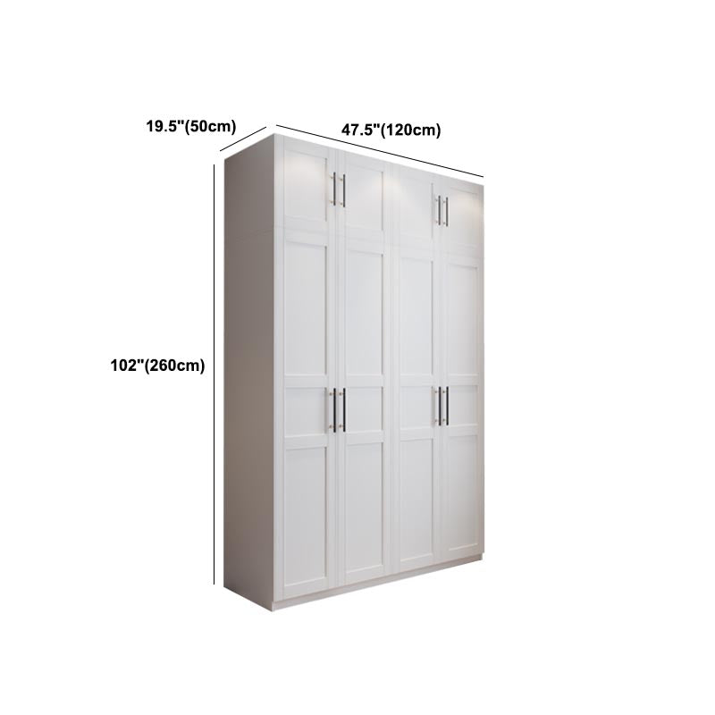 White Wardrobe Cabinet Engineered Wood Wardrobe Armoire for Home