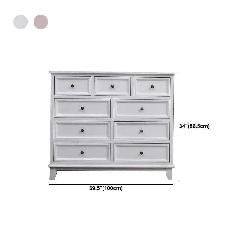 Modern Style White Storage Chest Rustic Solid Wood Chest with Multi Drawers