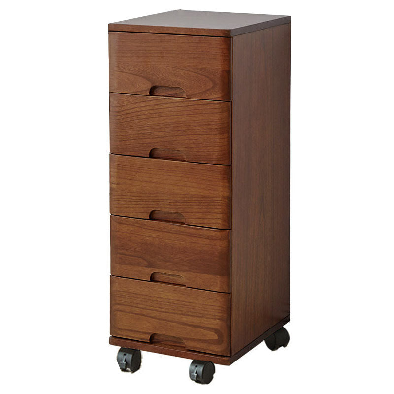 White and Brown Wooden Lingerie Chest Vertical Storage Chest Dresser with Wheels