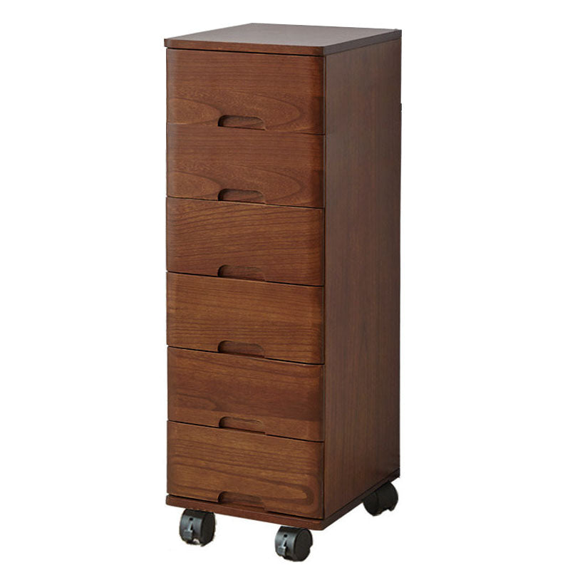 White and Brown Wooden Lingerie Chest Vertical Storage Chest Dresser with Wheels