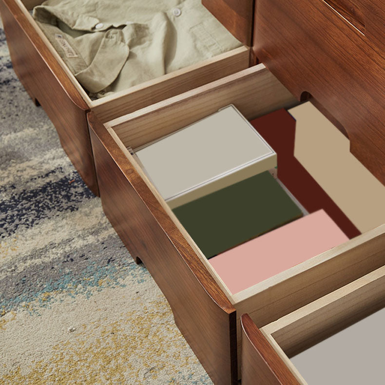 White and Brown Wooden Lingerie Chest Vertical Storage Chest Dresser with Wheels