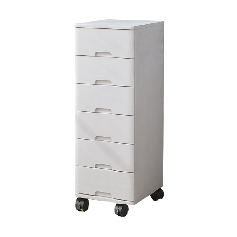 White and Brown Wooden Lingerie Chest Vertical Storage Chest Dresser with Wheels