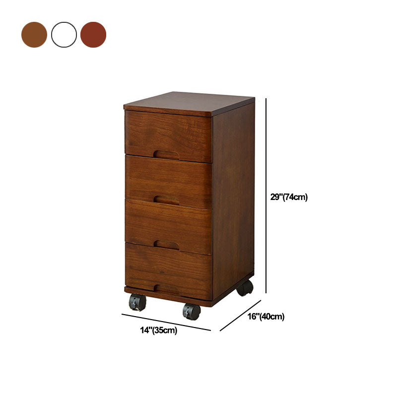 White and Brown Wooden Lingerie Chest Vertical Storage Chest Dresser with Wheels