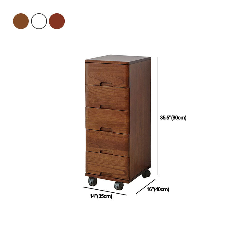 White and Brown Wooden Lingerie Chest Vertical Storage Chest Dresser with Wheels