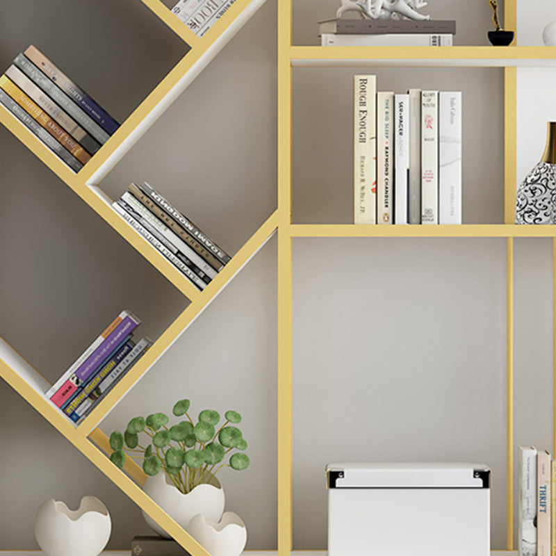 Scandinavian Open Back Bookshelf Metal Bookcase with Cabinet