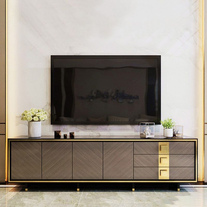 Glam Style Stone TV Stand Enclosed Storage TV Cabinet with 3 Drawers