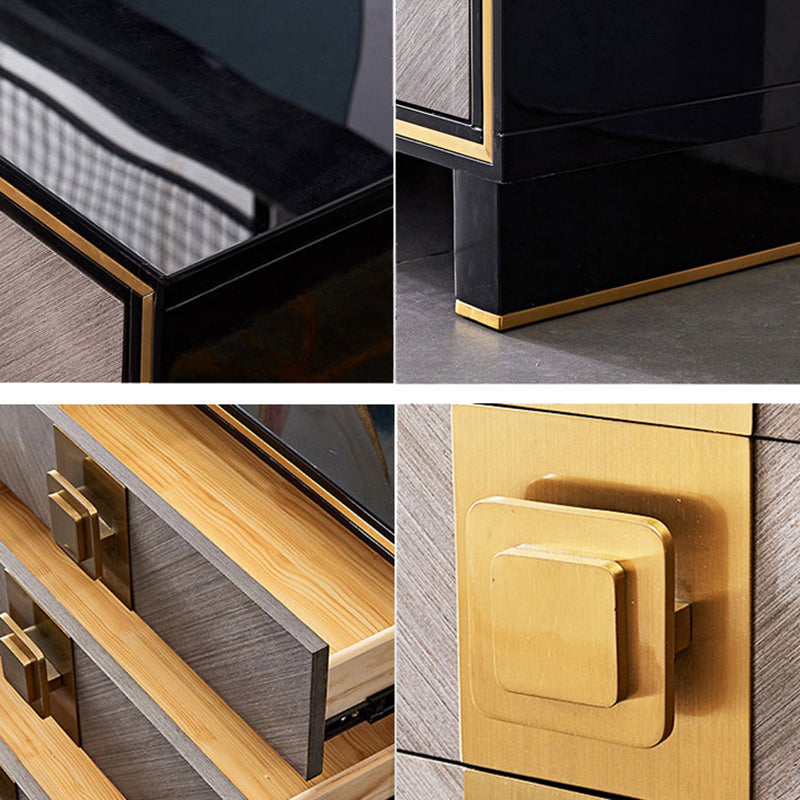 Glam Style Stone TV Stand Enclosed Storage TV Cabinet with 3 Drawers