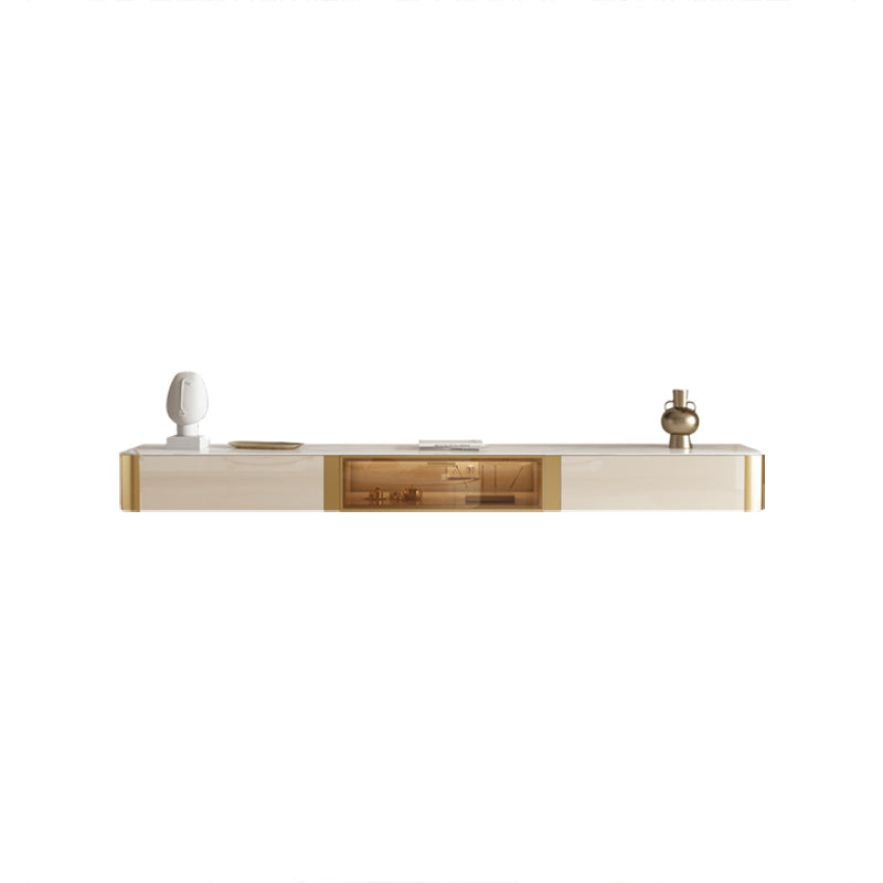 Glam Style Stone TV Stand Enclosed Storage Floating TV Cabinet