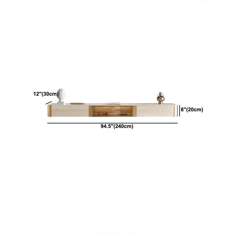 Glam Style Stone TV Stand Enclosed Storage Floating TV Cabinet