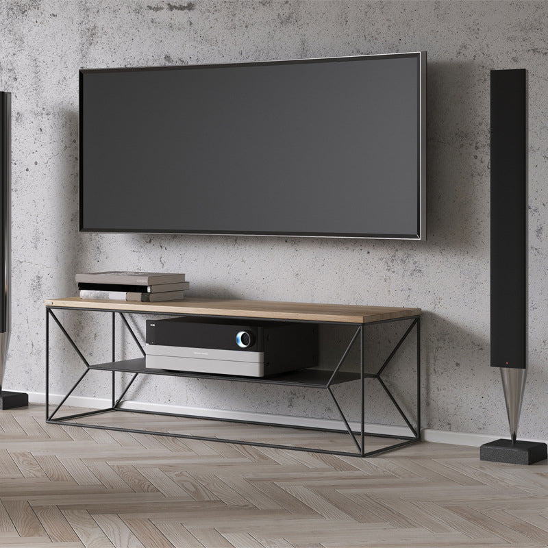 15.75"W TV Stand Industrial Style Open Storage TV Console with 2-shelf