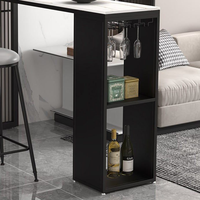 Stone Top Industrial Cocktail Bar Table with Storage Rectangle Counter Table