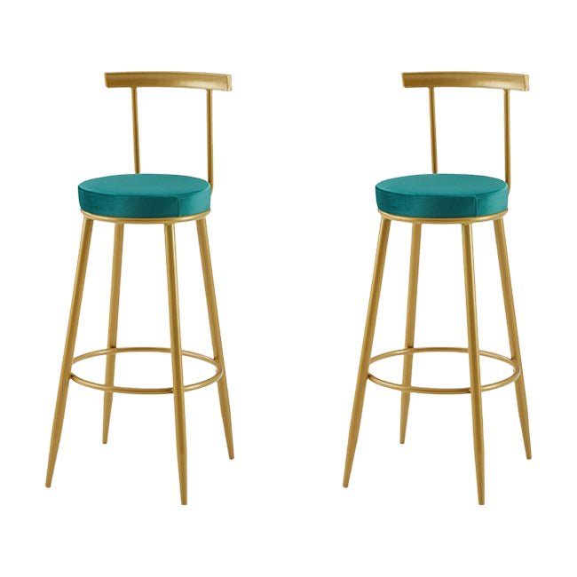 Nordic Armless Backrest Counter Stool Iron Cashier Bar Stool with Velvet Cushion