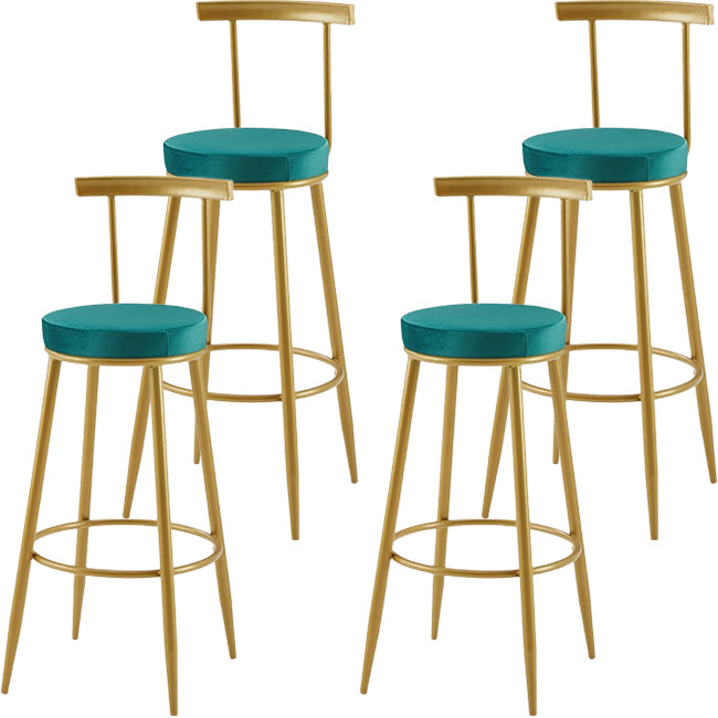 Nordic Armless Backrest Counter Stool Iron Cashier Bar Stool with Velvet Cushion