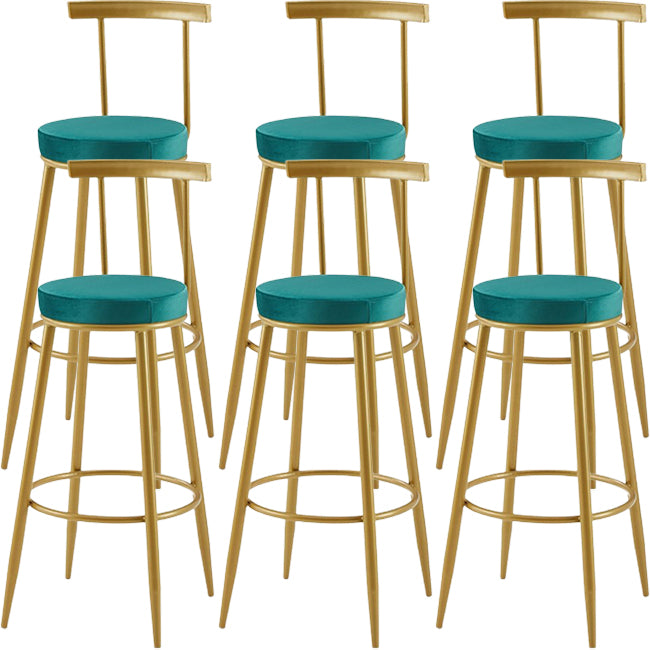 Nordic Armless Backrest Counter Stool Iron Cashier Bar Stool with Velvet Cushion