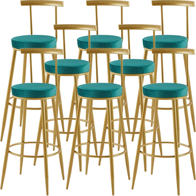 Nordic Armless Backrest Counter Stool Iron Cashier Bar Stool with Velvet Cushion