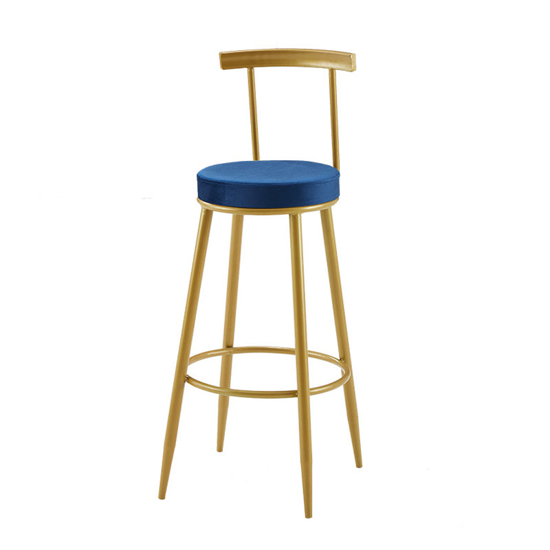 Nordic Armless Backrest Counter Stool Iron Cashier Bar Stool with Velvet Cushion