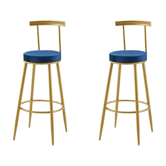 Nordic Armless Backrest Counter Stool Iron Cashier Bar Stool with Velvet Cushion