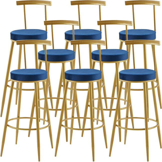 Nordic Armless Backrest Counter Stool Iron Cashier Bar Stool with Velvet Cushion