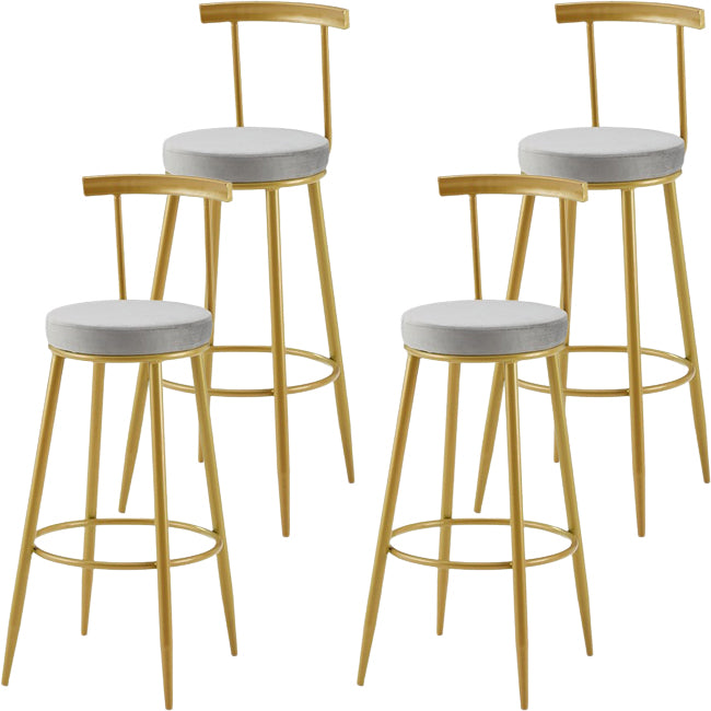 Nordic Armless Backrest Counter Stool Iron Cashier Bar Stool with Velvet Cushion