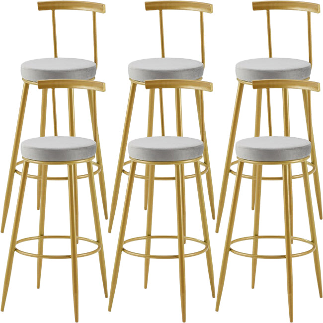 Nordic Armless Backrest Counter Stool Iron Cashier Bar Stool with Velvet Cushion