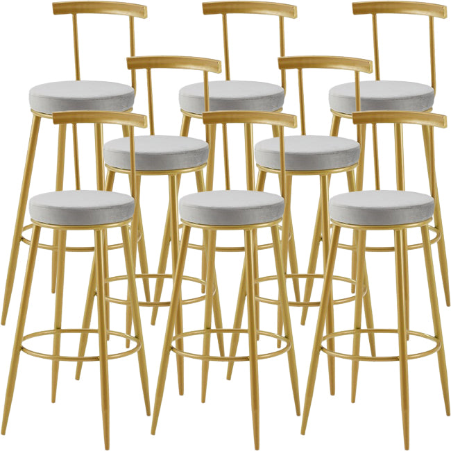 Nordic Armless Backrest Counter Stool Iron Cashier Bar Stool with Velvet Cushion