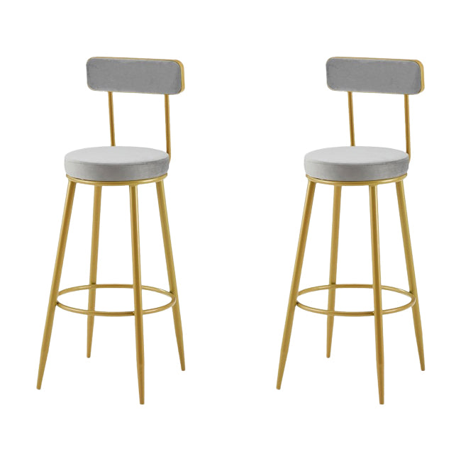 Nordic Armless Backrest Counter Stool Iron Cashier Bar Stool with Velvet Cushion