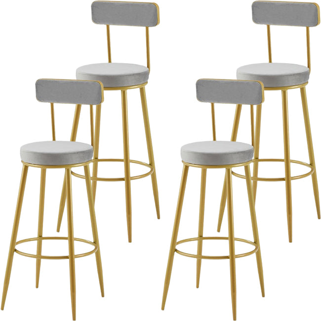 Nordic Armless Backrest Counter Stool Iron Cashier Bar Stool with Velvet Cushion