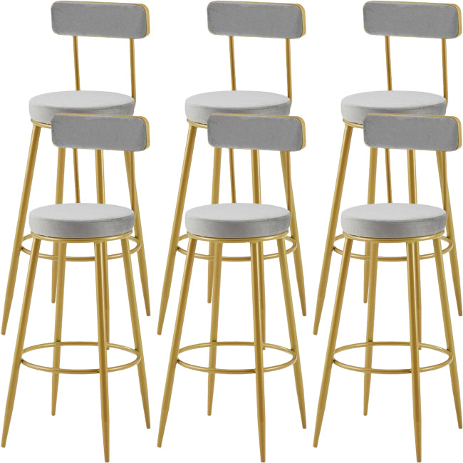 Nordic Armless Backrest Counter Stool Iron Cashier Bar Stool with Velvet Cushion