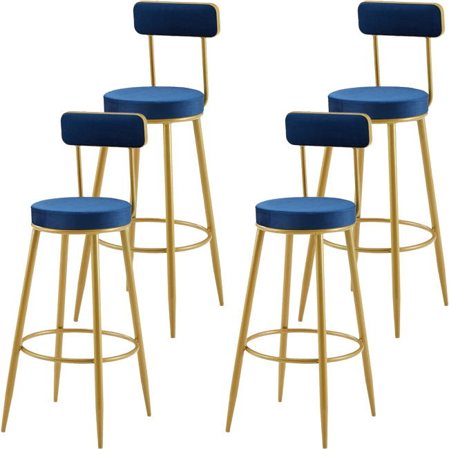 Nordic Armless Backrest Counter Stool Iron Cashier Bar Stool with Velvet Cushion