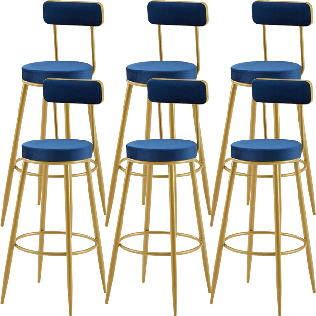 Nordic Armless Backrest Counter Stool Iron Cashier Bar Stool with Velvet Cushion