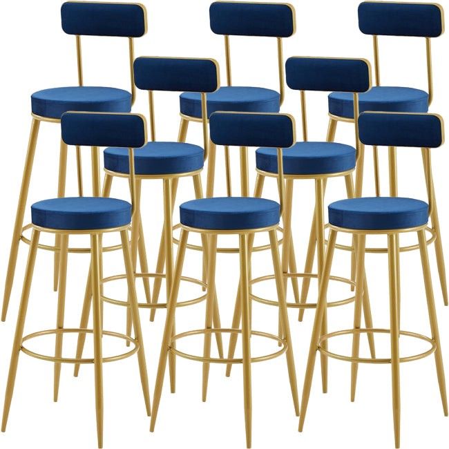 Nordic Armless Backrest Counter Stool Iron Cashier Bar Stool with Velvet Cushion