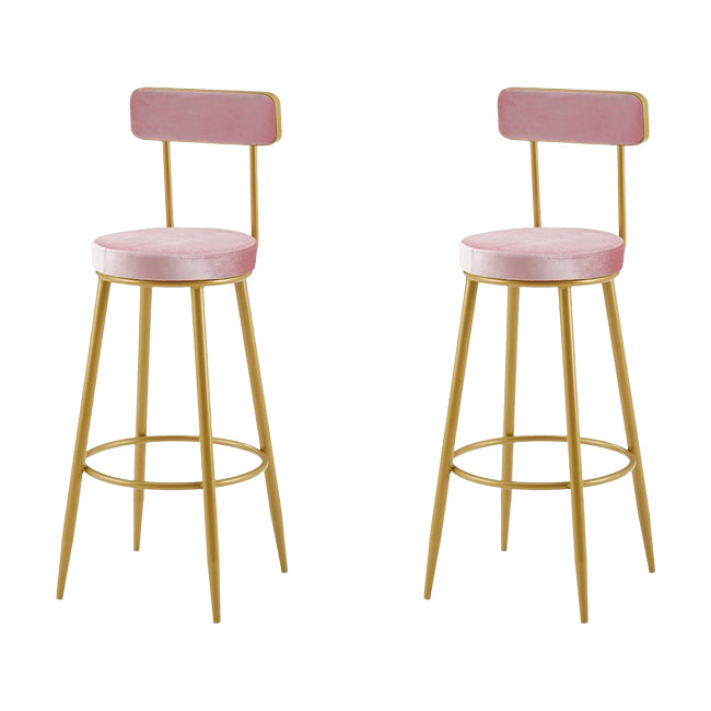 Nordic Armless Backrest Counter Stool Iron Cashier Bar Stool with Velvet Cushion