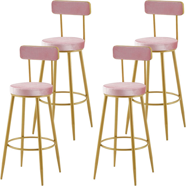 Nordic Armless Backrest Counter Stool Iron Cashier Bar Stool with Velvet Cushion