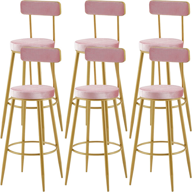 Nordic Armless Backrest Counter Stool Iron Cashier Bar Stool with Velvet Cushion