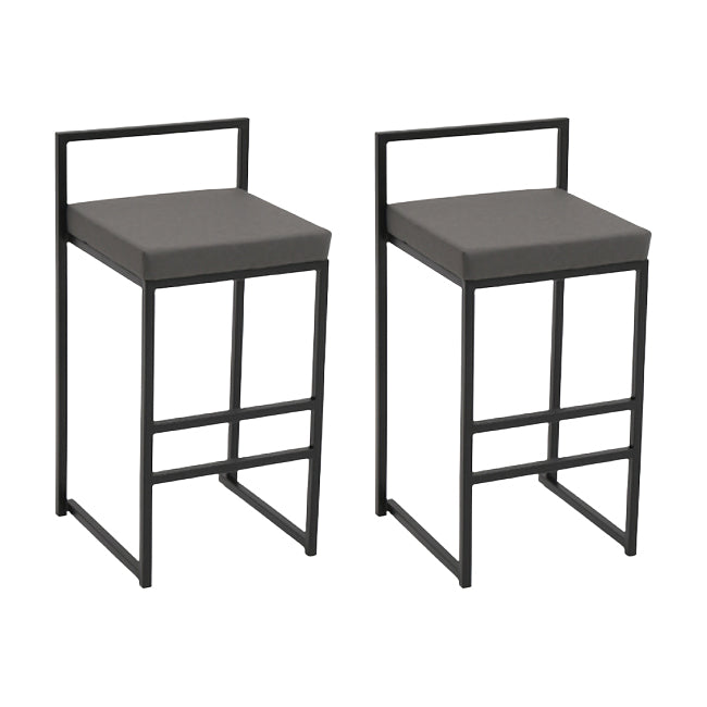 Modern Backrest Armless Counter Stool Iron Kitchen Bar Stool with Cushion and Pedal