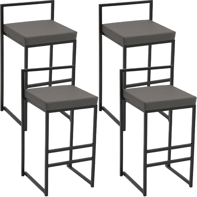 Modern Backrest Armless Counter Stool Iron Kitchen Bar Stool with Cushion and Pedal