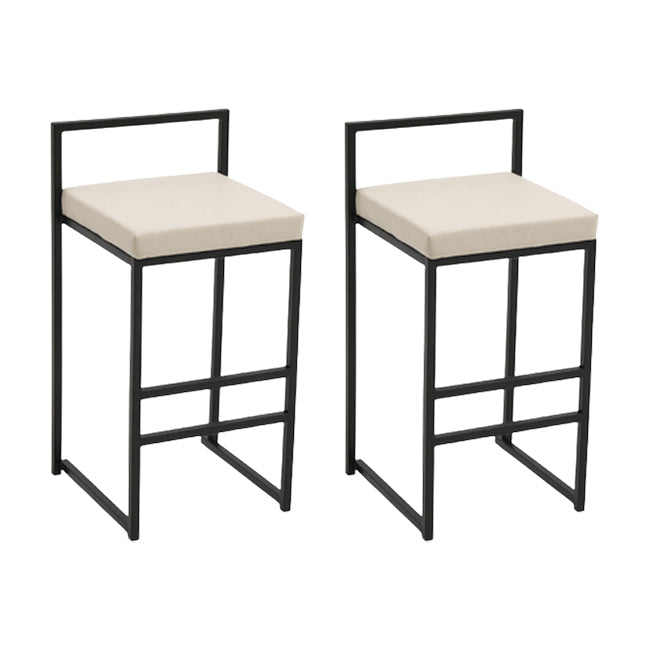 Modern Backrest Armless Counter Stool Iron Kitchen Bar Stool with Cushion and Pedal