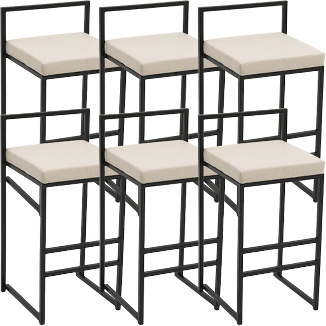 Modern Backrest Armless Counter Stool Iron Kitchen Bar Stool with Cushion and Pedal