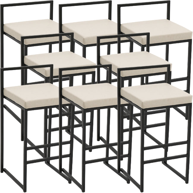 Modern Backrest Armless Counter Stool Iron Kitchen Bar Stool with Cushion and Pedal