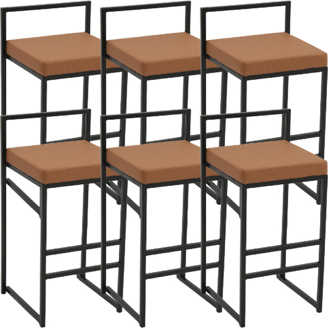 Modern Backrest Armless Counter Stool Iron Kitchen Bar Stool with Cushion and Pedal