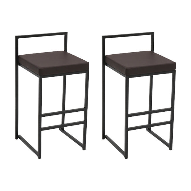 Modern Backrest Armless Counter Stool Iron Kitchen Bar Stool with Cushion and Pedal