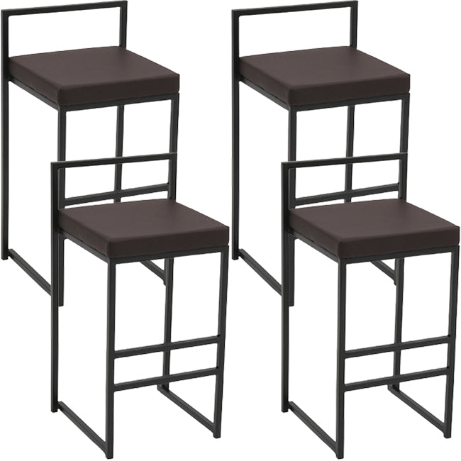 Modern Backrest Armless Counter Stool Iron Kitchen Bar Stool with Cushion and Pedal