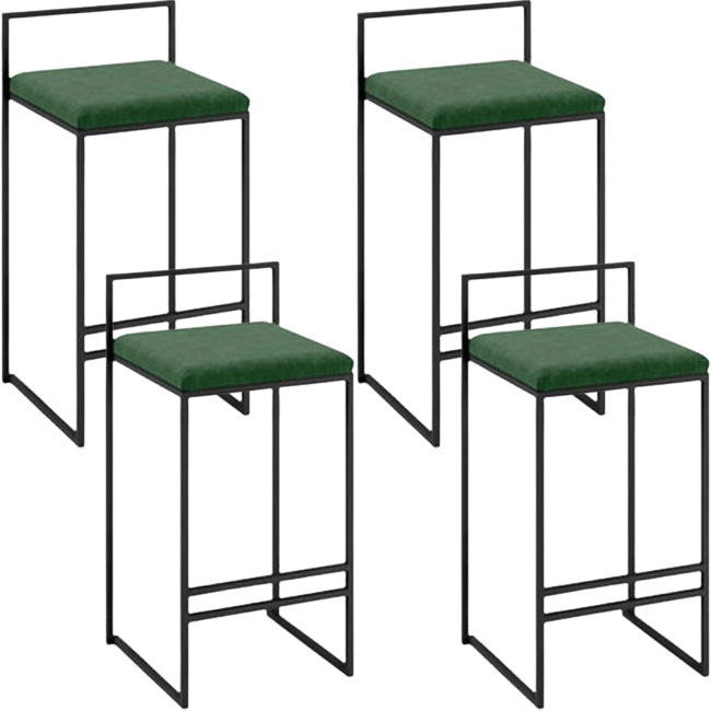 Modern Backrest Armless Counter Stool Iron Kitchen Bar Stool with Cushion and Pedal