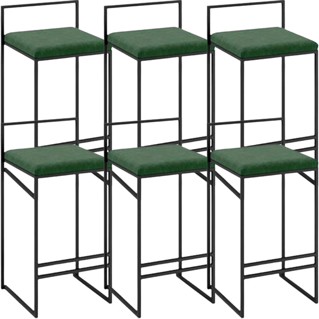 Modern Backrest Armless Counter Stool Iron Kitchen Bar Stool with Cushion and Pedal