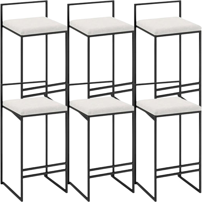 Modern Backrest Armless Counter Stool Iron Kitchen Bar Stool with Cushion and Pedal